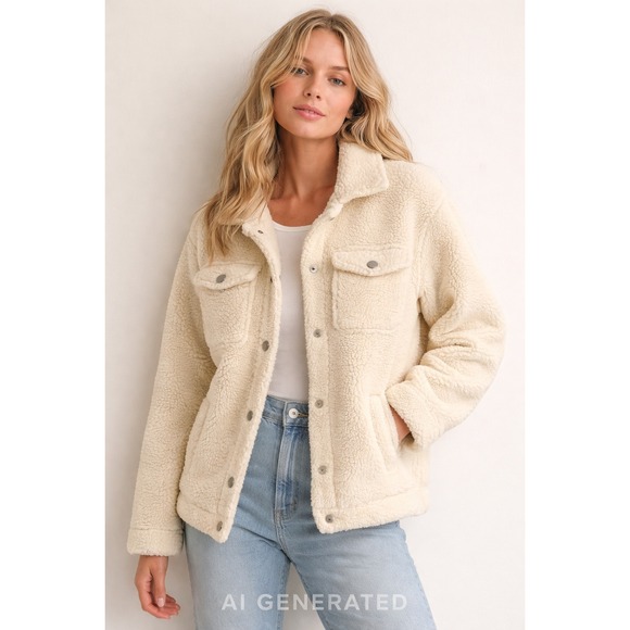 Original Use Jackets & Blazers - Original Use Sherpa Teddy Jacket – Cream – Size XS